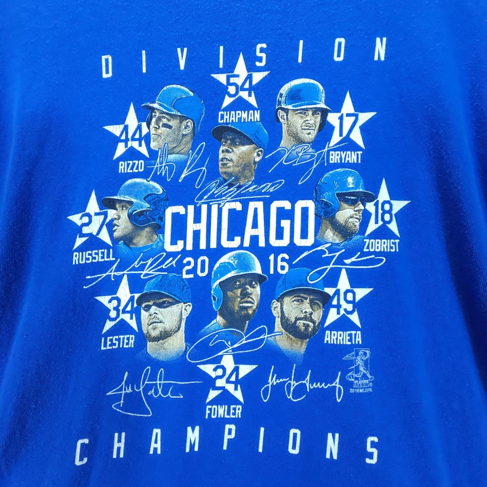 Streetwear Chicago Cubs 2016 World Series Champions Long Sleeve Mens XL Blue Tee - Picture 3 of 9